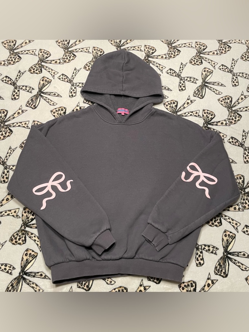 Edikted Gray Oversized Bow Hoodie